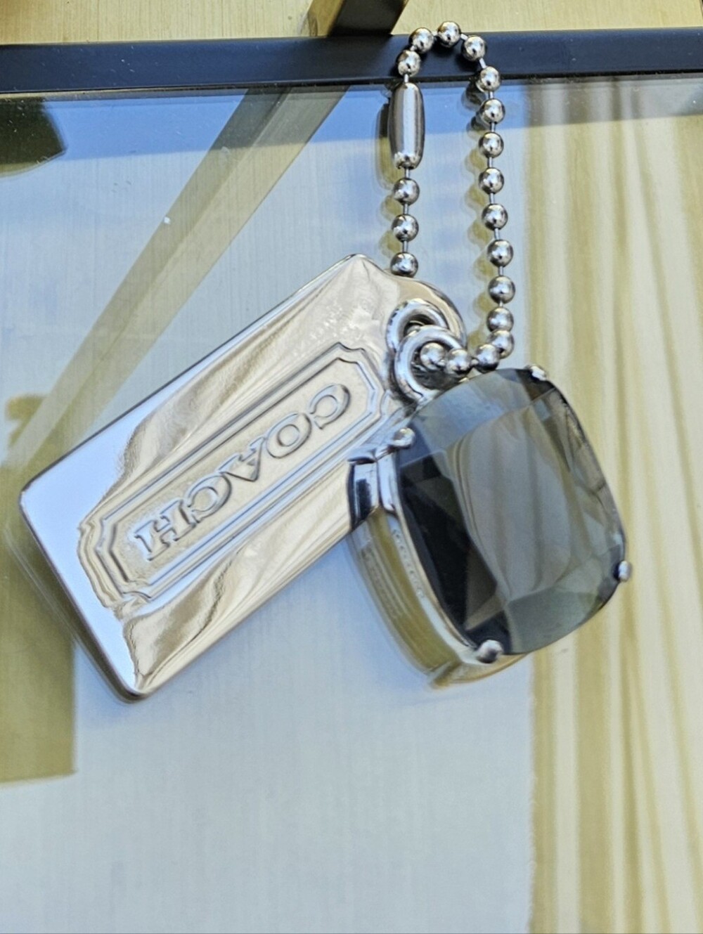 Coach Faceted Crystal Bag Charm Keychain Silver Tone Hangtag Collectible - Picture 7 of 7